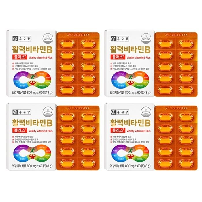 종근당건강 활력비타민B 플러스 60정 4박스