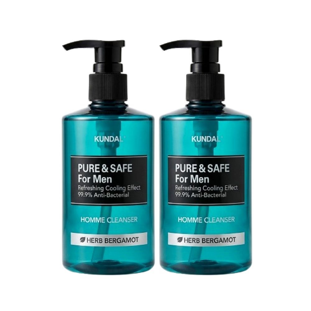 쿤달 퓨어 앤 세이프 쿨링 남성청결제 허브베르가못 300ml x 2개
