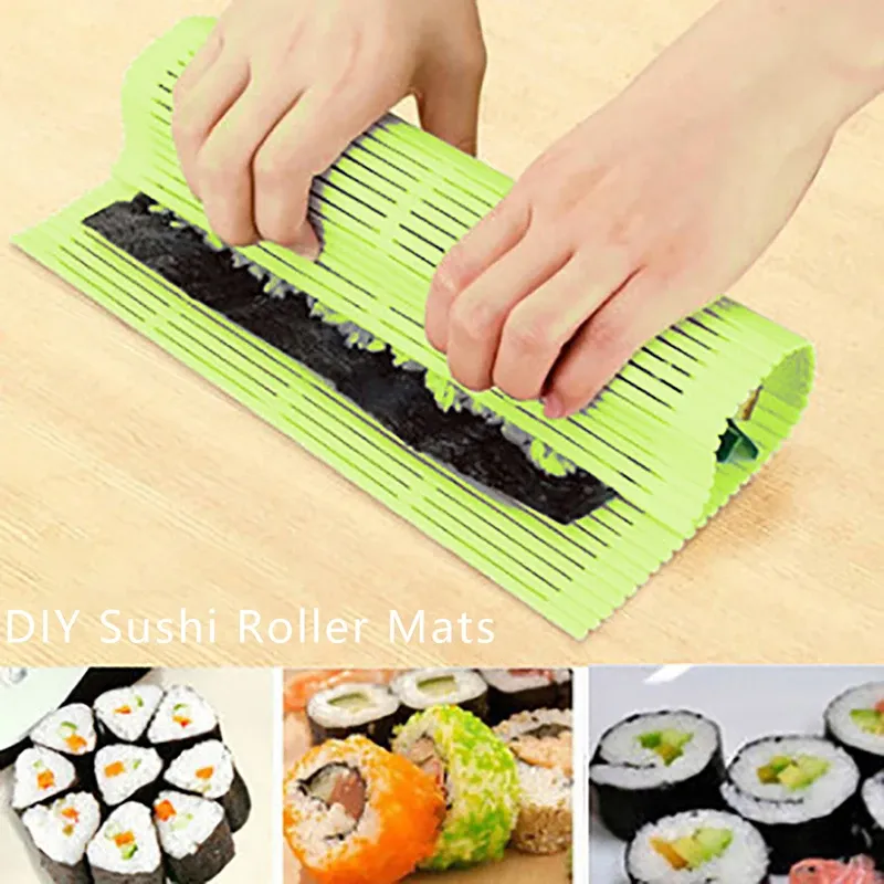 세척 가능한 재사용 실리콘 스시 롤 몰드 매트, DIY 식품 롤링 라이스 메이커, 케이크 패드