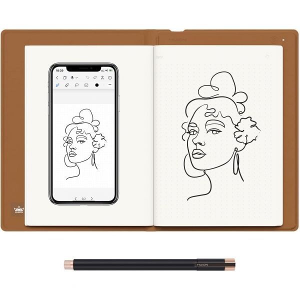 [해외] 배터리 펜이 포함된 HUION 휴이온 Note 2 in 1 디지털 노트북 드로잉 태블릿 Bluetooth 무선 종이 전자 필기 패드 노트 작
