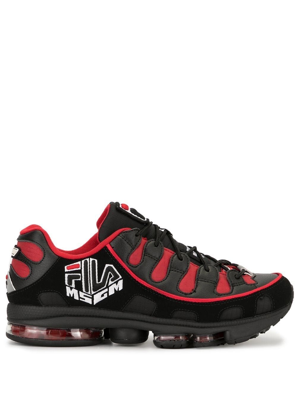 MSGM 19FW Msgm Silva 블랙 레더 앤 tech fabric 스니커즈 2740MS0125F29818