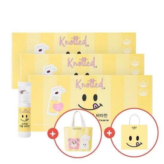 네추럴라이즈 [리유저블백+쇼핑백 사은] 노티드 스마일 이뮨 멀티 비타민 3박스 (총21개입) / 액상 종합비타민 이뮨샷