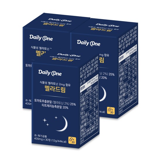데일리원 식물성 멜라토닌 2mg 함유 멜라드림 400mg X 30정 3통