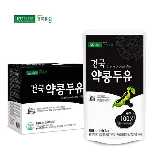 건국유업 건국 약콩두유 20팩 /100% 국산 검은콩과 국산 약콩