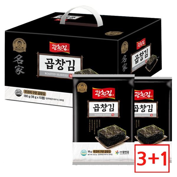 광천김 [3+1 이벤트] 광천김 곱창 무조미전장김 10봉 선물세트 /구운김/곱창김