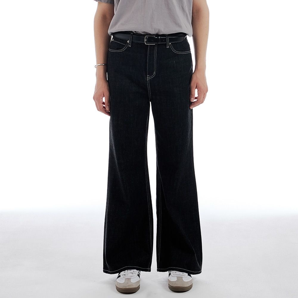 랩원오원 스티치 노멀 워싱 부츠컷 데님 팬츠 (BLACK)