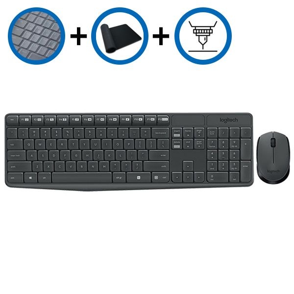 키스킨+장패드+각인 로지텍 MK235 무선 키보드 마우스 세트K