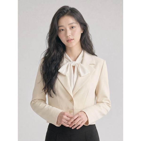 에고이스트 [하프클럽]밑단 배색 테일러드 크롭 자켓 EN1WJ262