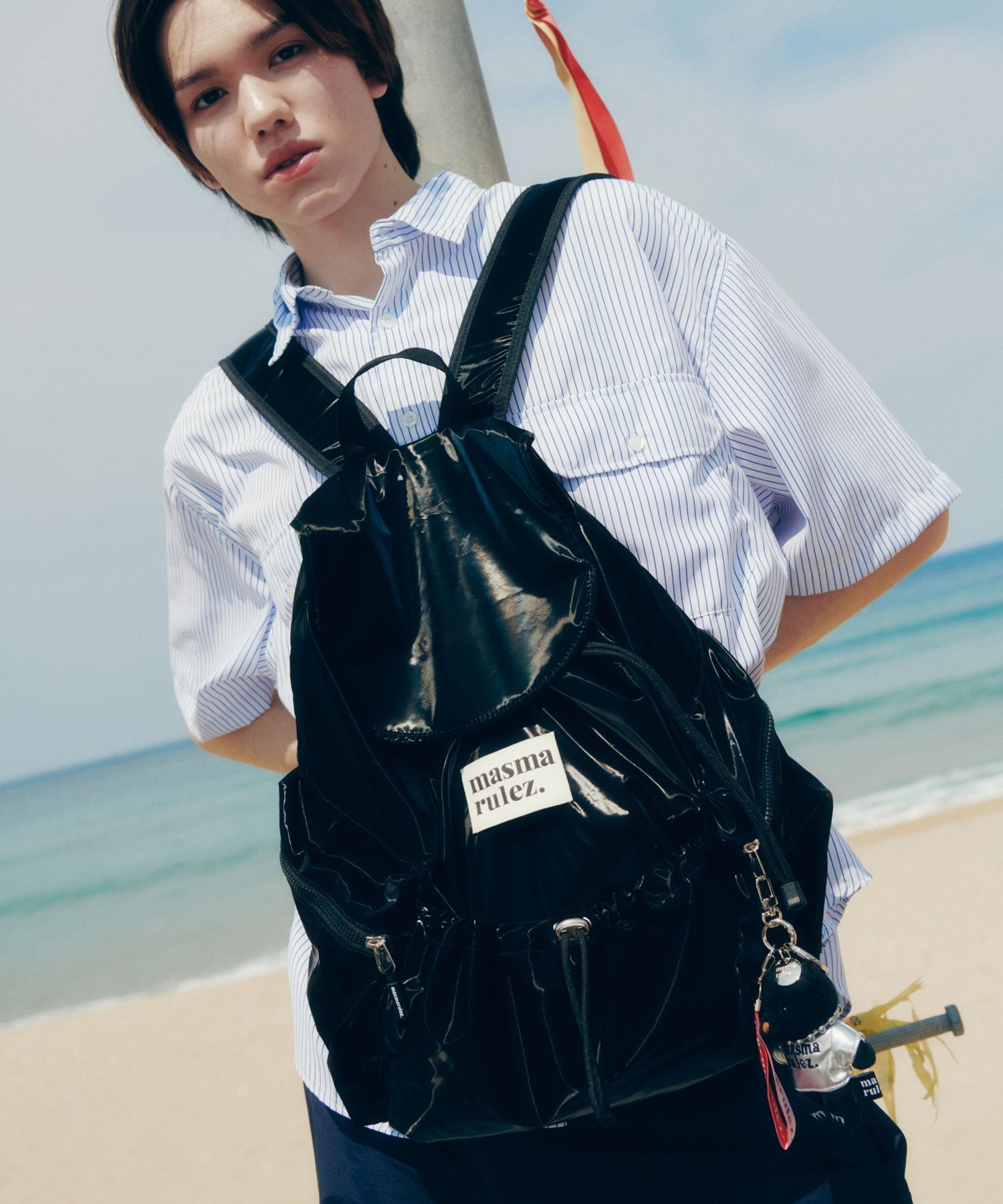 마스마룰즈 String flap backpack _ Glittery black 학생 여자백팩 5009668632 J3AH4J2G