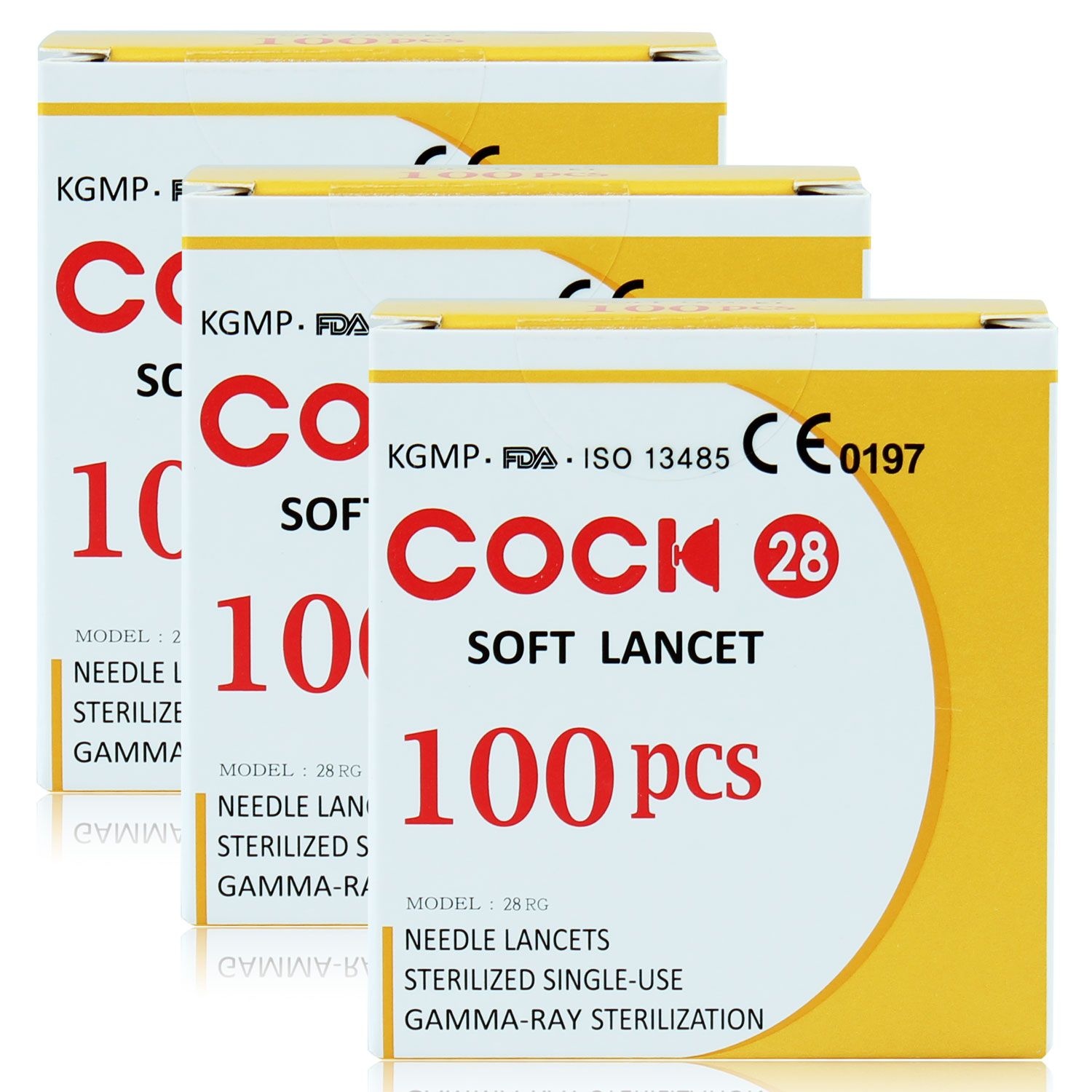 Cock 콕 소프트 멸균 채혈침 100입 x 3박스 아큐첵 소프트클릭스 채혈기 액티브 퍼포마 인스턴트 가이드 란셋