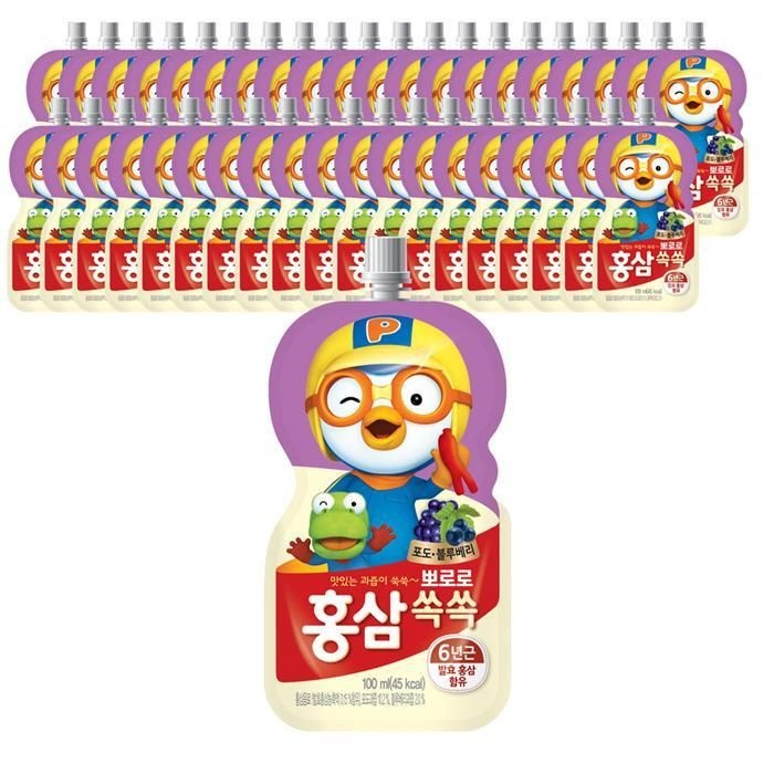 [오늘출발] 팔도 뽀로로 홍삼쏙쏙 블루베리 100ml X 40개입 홍삼음료