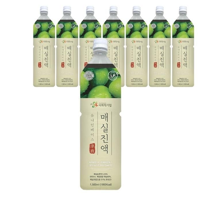 [오늘출발] 유나인 베이스 매실진액 1.5L X 8개 원액 희석음료