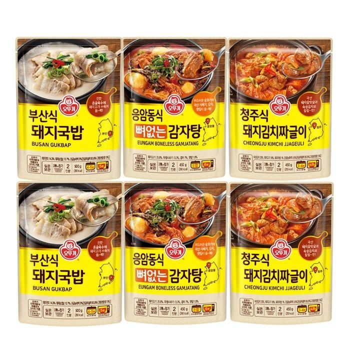 오뚜기 오뚜기 돼지국밥3종세트 도가니탕+곰탕+대파육개장 총 6봉