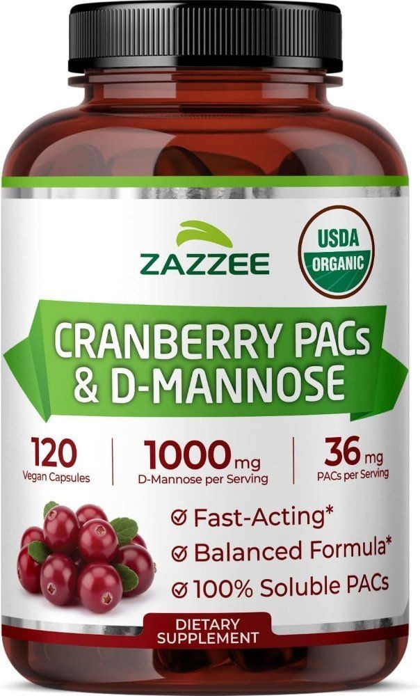 Zazzee [해외] 재지 크랜베리 팩스 디만노스 Cranberry PACs D-Mannose 비건캡슐 120정