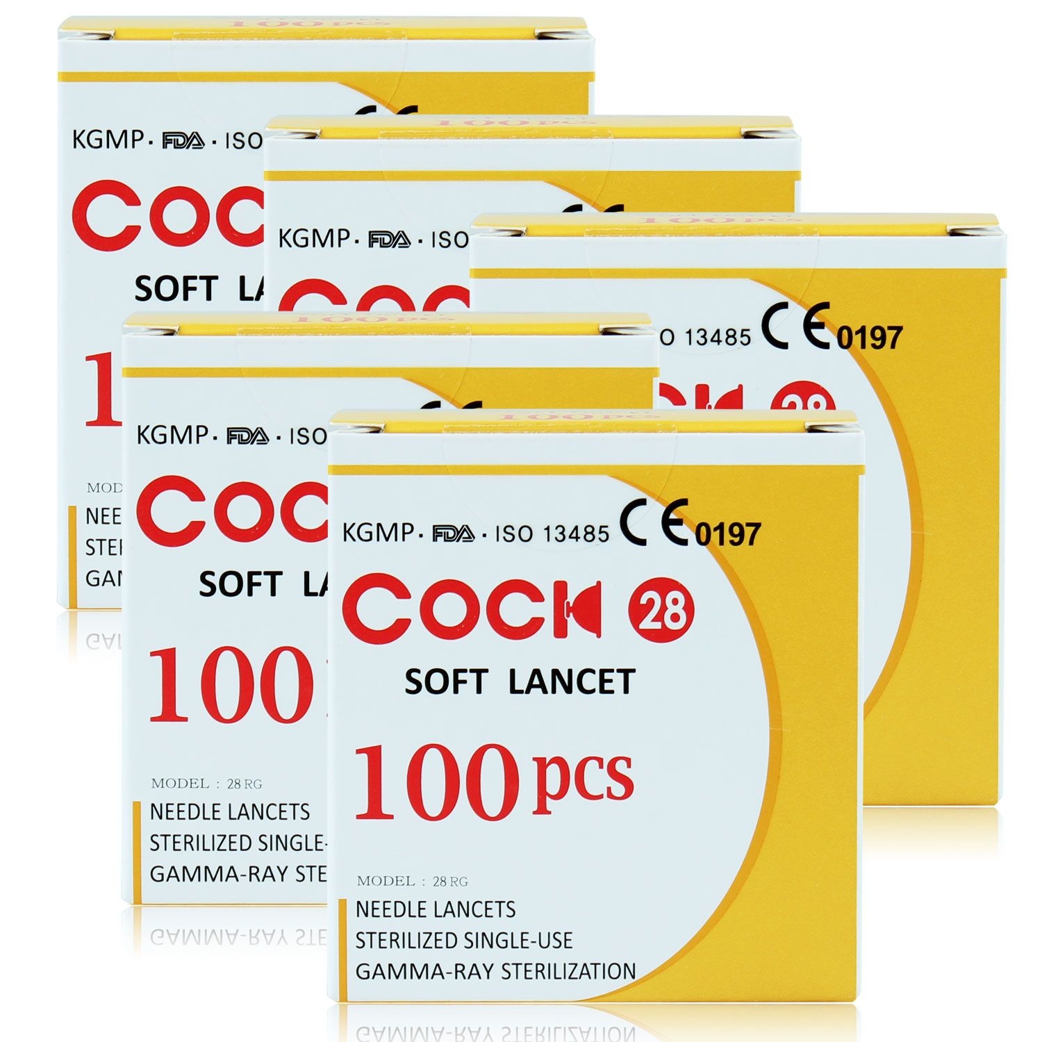 Cock 콕 소프트 멸균 채혈침 100입 x 5박스 아큐첵 소프트클릭스 채혈기 액티브 퍼포마 인스턴트 가이드 란셋