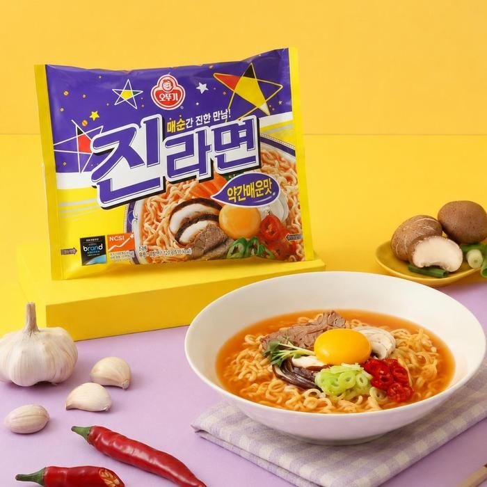 [오뚜기] 진라면 약간매운맛 40개입 (5개입번들 x 8개)