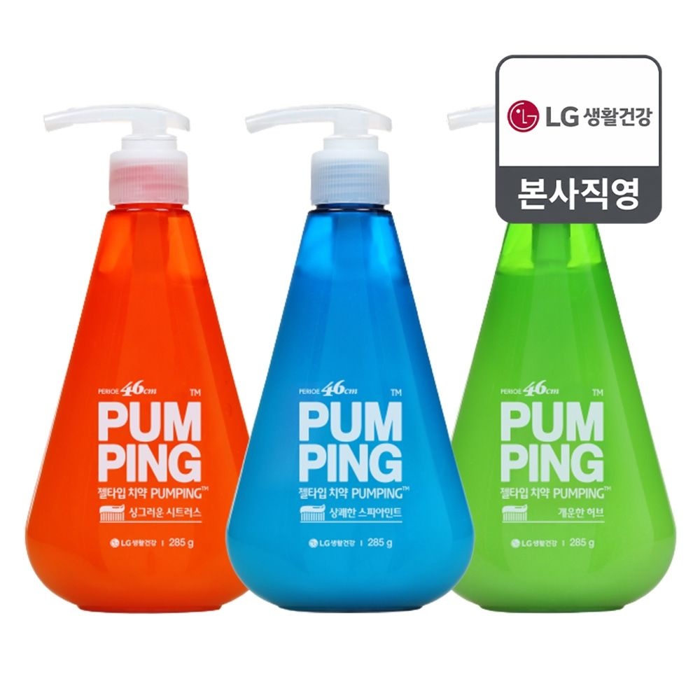 페리오 [포토리뷰1,000P]페리오 펌핑치약 285G x 4개 (스피아민트/시트러스/허브 3종 중 택2)