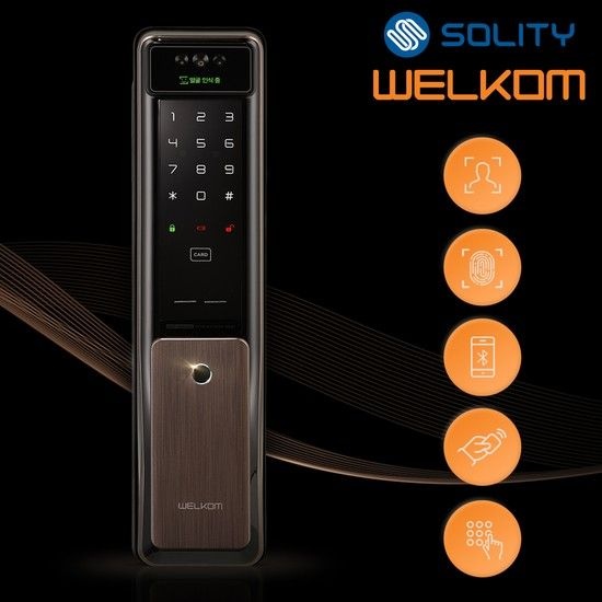 솔리티 3D 얼굴인식 푸시풀도어락 WSP-2900A플러스 지문인식 카드키2개 번호키 안면인식 ioT 디지털도어락