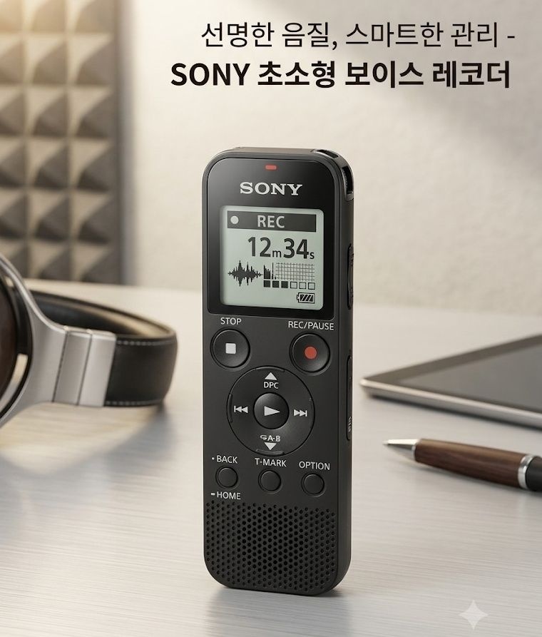 소니-정품  고감도 녹음기 보이스레코더  대화 강의 MP3 음성인식 속도조절 학습용 USB타입-0