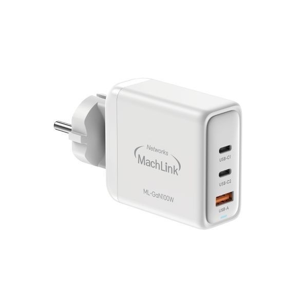MachLink 100W GaN 접지형 PD 고속 충전기 C타입:2포트A타입:1포트 ML-GAN100W 4078179