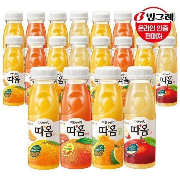 빙그레 따옴 주스 4종 20병 /천혜향/자몽/사과/오렌지
