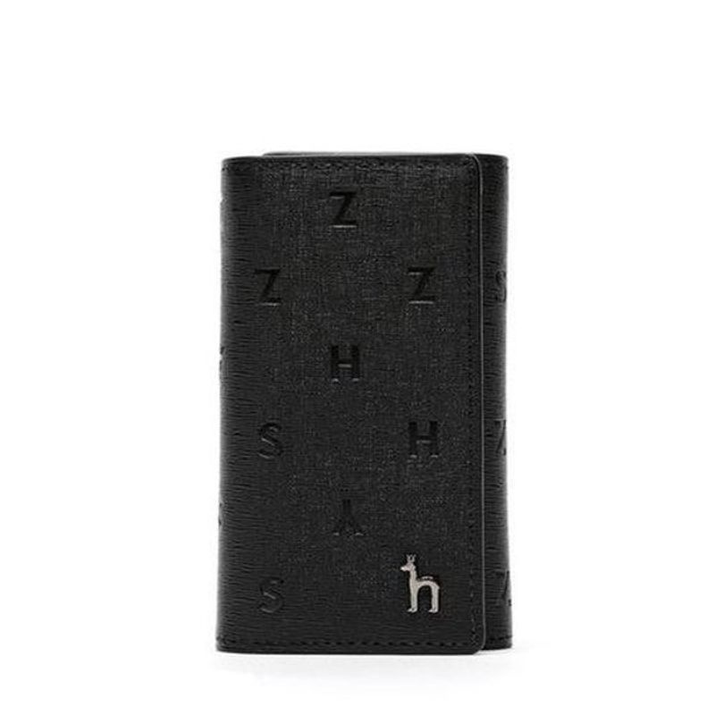 헤지스 ACC [갤러리아] 헤지스핸드백 [HJWA5E566BK]블랙 로고 패턴 가죽 반지갑형 키지갑