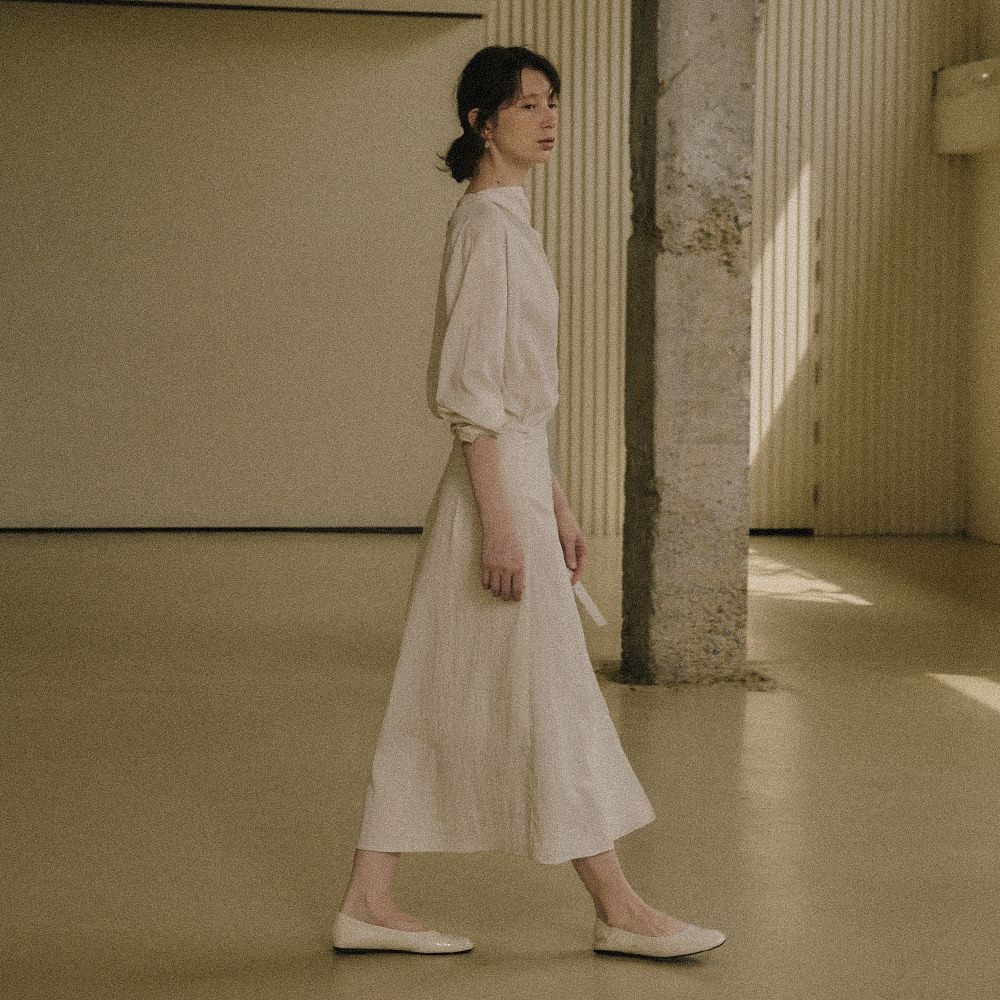 RIVEL COWL-NECK WRAP LONG DRESS_CREAM