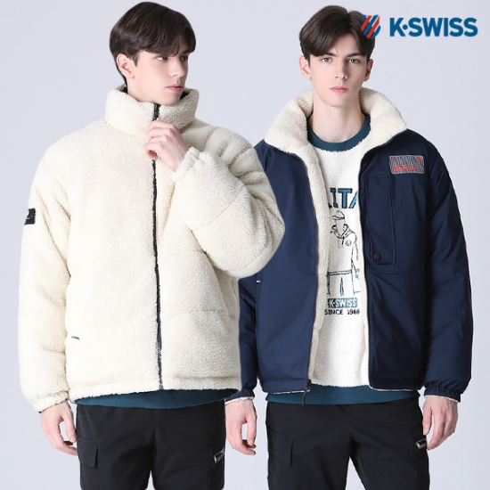 [케이스위스(K-SWISS)] 리버시블 덕다운 양털 후리스 패딩점퍼