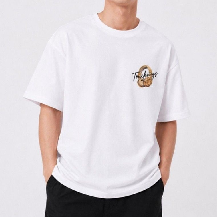 남성 헤드폰 프린팅 캐주얼 반팔티 1P 루즈핏 여름 데일리 패션 티셔츠