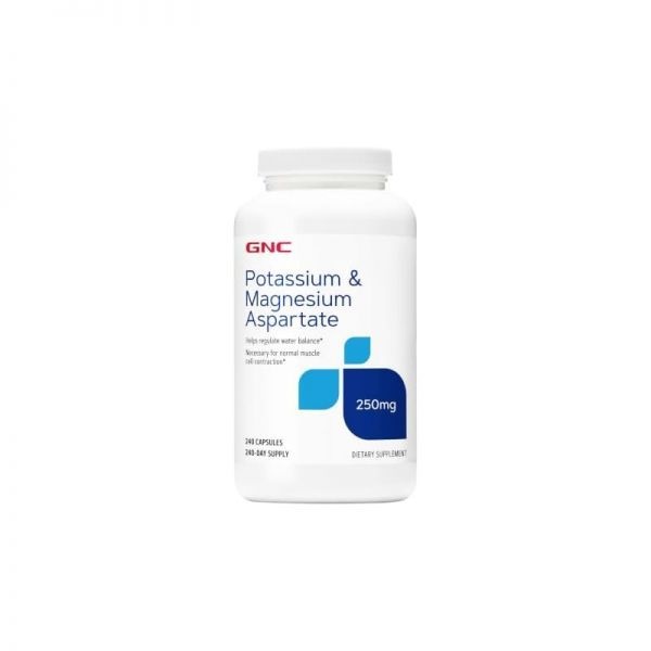 [해외] GNC 칼륨 및 마그네슘 아스파르트산염 250mg 보충제, 체내 수분 균형 조절에 도움, 240회분
