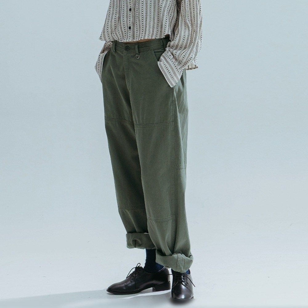 Panel Detail Wide Pants_KHAKI