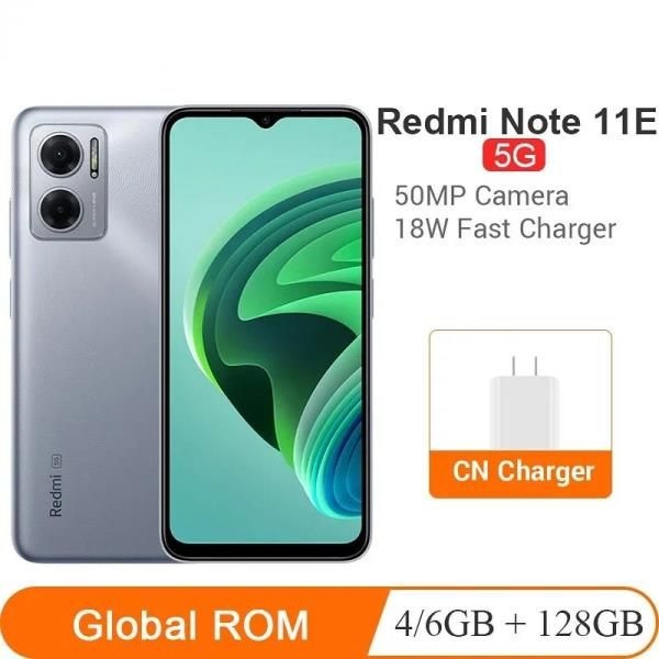 샤오미 레드미 노트 11E 스마트폰 글로벌 롬, 5000mAh 18W