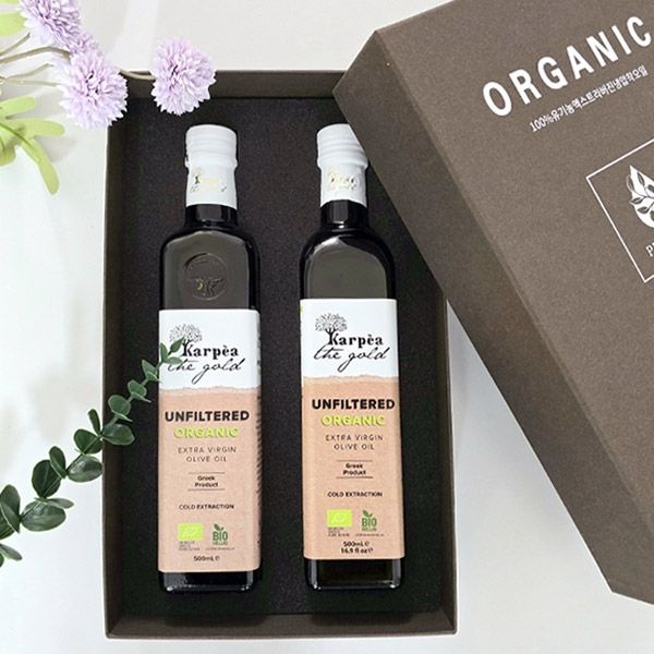 가르페아 유기농 언필터드 EV냉압착 올리브유 선물세트 500ml x 2병