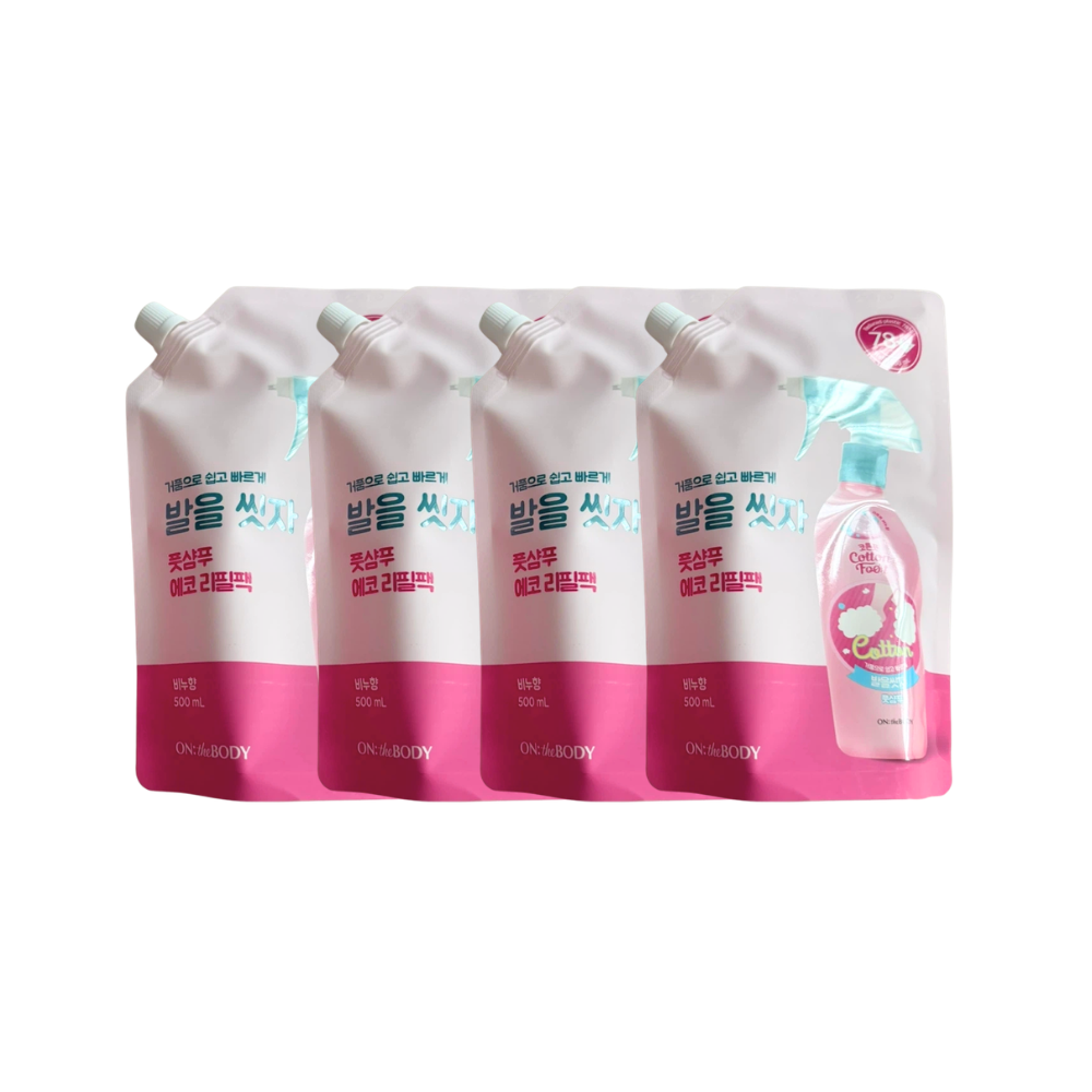 LG생활건강 온더바디 코튼풋 발을씻자 풋샴푸 비누향 리필 500ml x4개