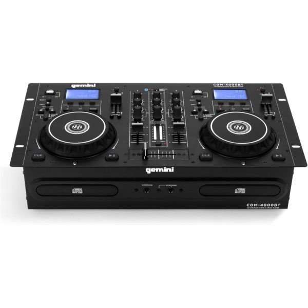 [해외] 제미니 사운드 CDM 4000BT: 블루투스 기능이 탑재된 올인원 DJ 독립형 CD 플레이어 겸 믹서 콤보 가정 이벤트용 듀얼 U