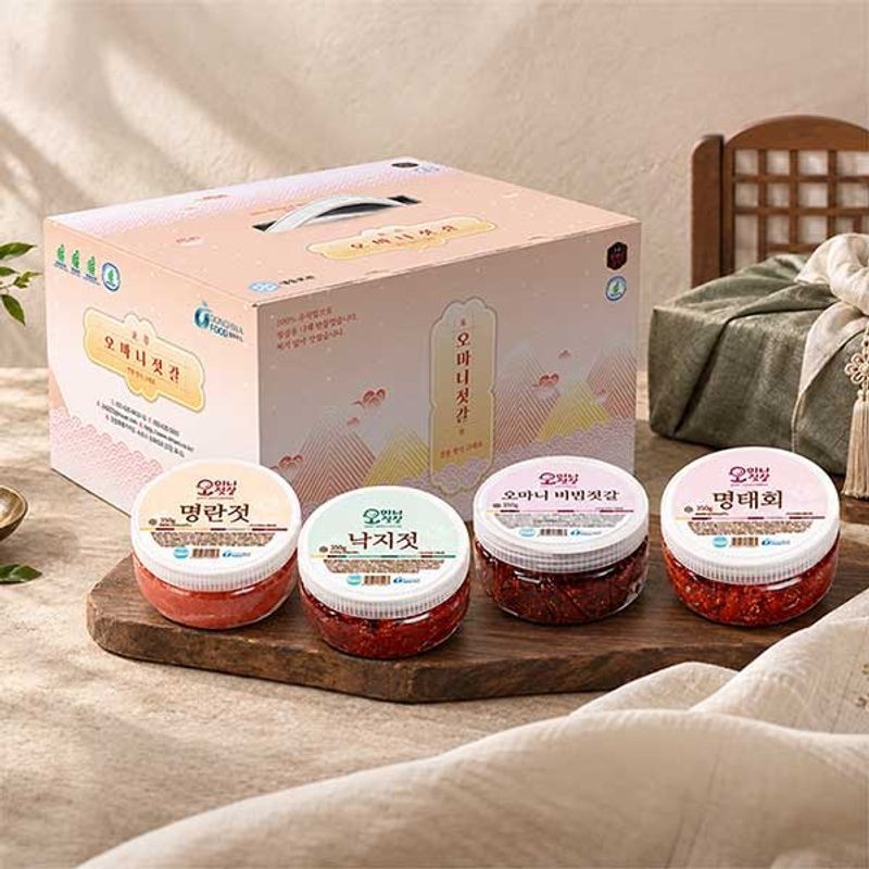 자연맛남 [선물세트]오마니 젓갈세트 4개세트(명란젓+창난젓+낙지젓+명태회)