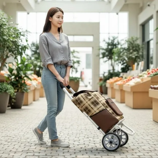 접이식 바퀴달린 장보기카트 휴대용 접는 쇼핑백 시장가방