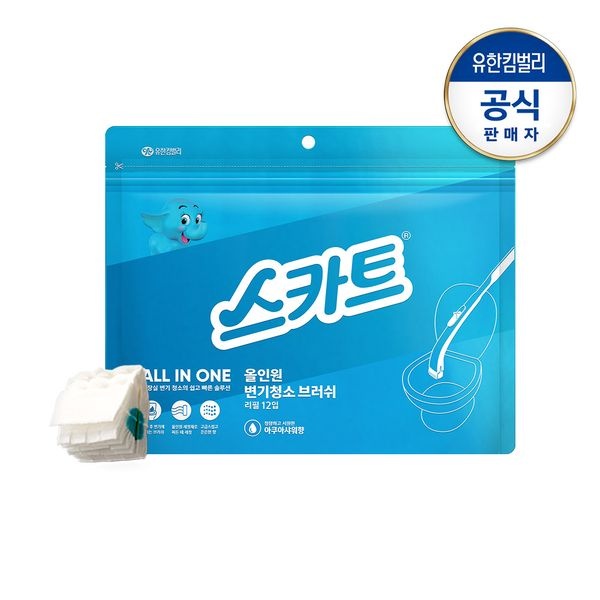 스카트 올인원 변기청소브러쉬 아쿠아향 리필12입