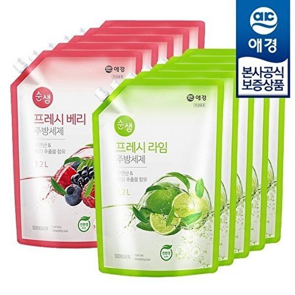 애경 [애경]순샘 프레시 주방세제 리필 1.2L ,10개