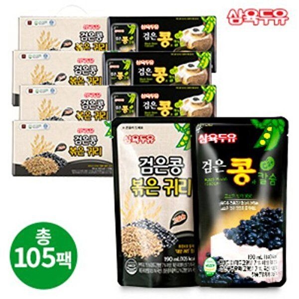 [삼육두유][무료체험5팩] 삼육 검은콩 볶은귀리두유 60팩 + 검은콩과칼슘 45팩 (총 105팩)