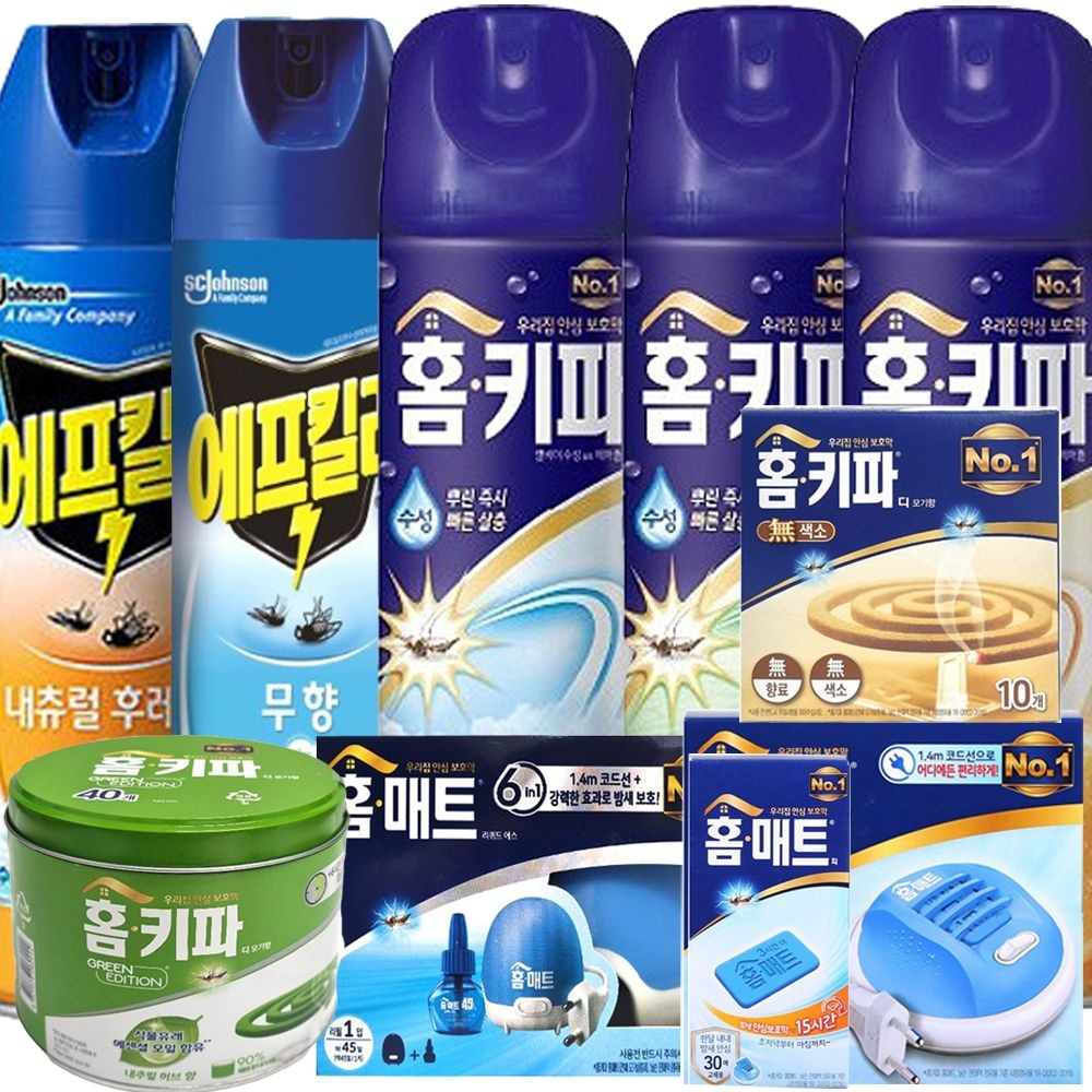 에프킬라 홈키파 홈매트 모기향 스프레이 전기액상형 모기 파리 나방 벌레퇴치 살충제 캠핑용품 택1