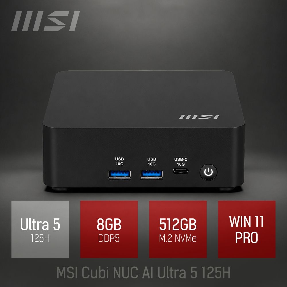 ⓒ MSI Cubi NUC AI Ultra 5 125H 8GB 512GB WIN11 / 산업용 주식용 기업용 작고 가벼운 고성능 미니PC