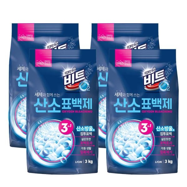 아트박스/서울리빙 비트O2 산소 표백제 분말형 3kg 4개입 세탁세제
