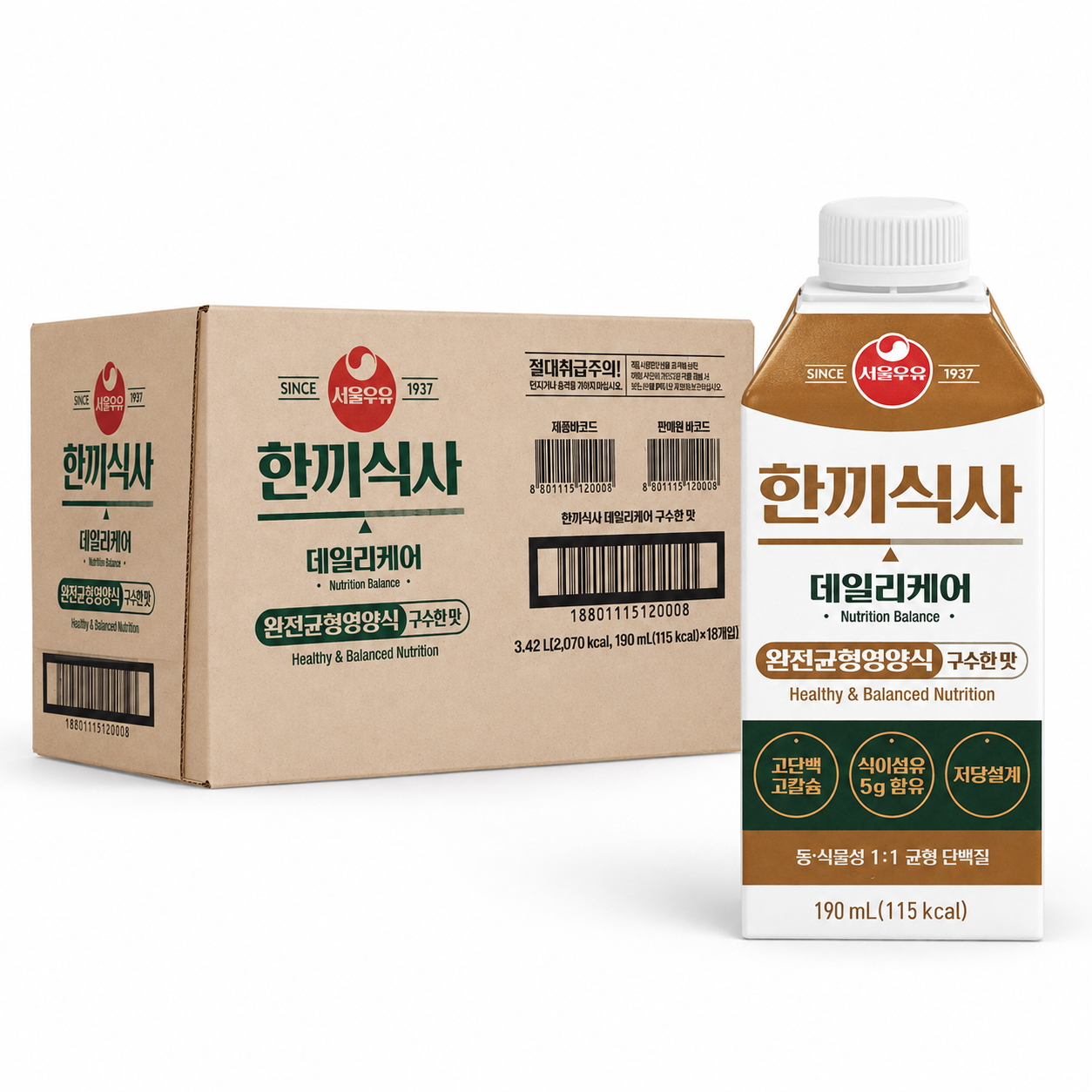 서울우유 한끼식사 190ml, 18개