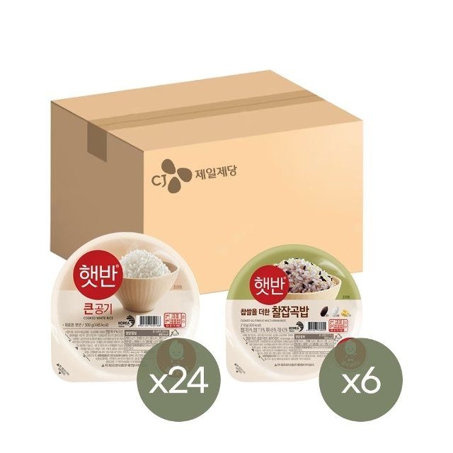 CJ제일제당 햇반 큰공기 300g x24개+찰잡곡밥 210g x6개