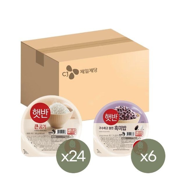CJ제일제당 햇반 큰공기 300g x24개+흑미밥 210g x6개