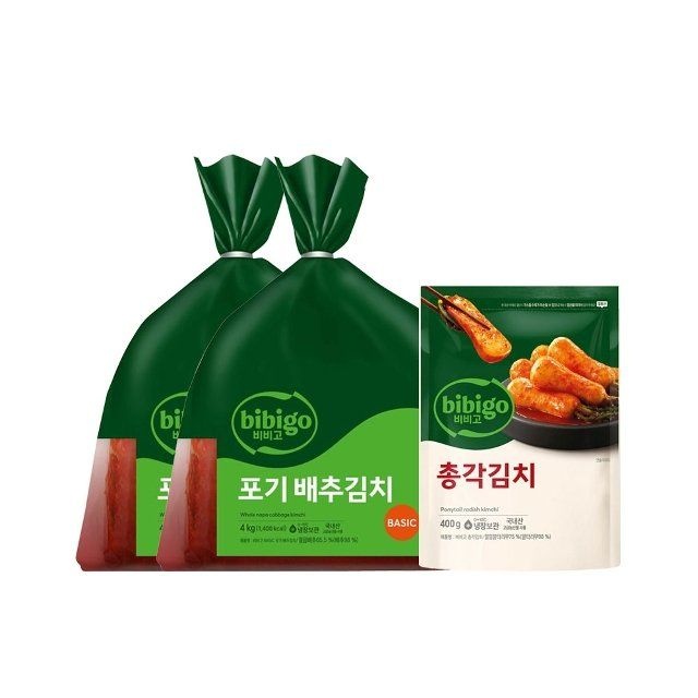 CJ제일제당 비비고 베이직 포기배추김치 4kg x2개+총각김치 400g x1개