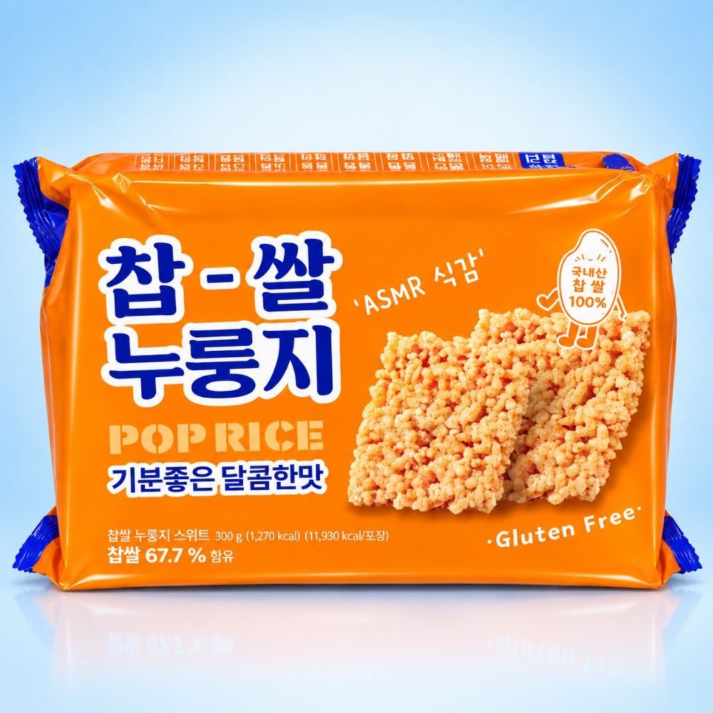 메고지고 찹쌀 누룽지 쌀과자 스낵 스위트 300g(25g x 12봉) 간식 5팩 개별포장