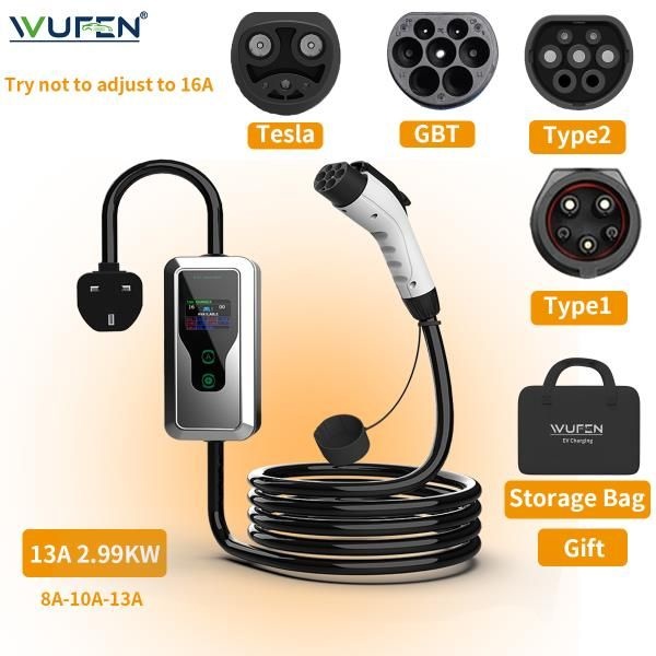 WUFEN 영국 플러그 타입2 GBT 타입1 NACS EV 충전기