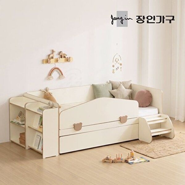 장인가구 [장인가구](무료) 로빈 데이베드 슬라이드 2단침대 프레임SS+가드+선반2+스텝스툴+낮은본넬+본넬